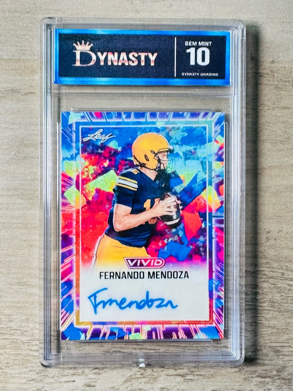 Fernando Mendoza Rookie 2025 Signed Leaf #BA-FM1 Gem Mint 10 Novelty Card.